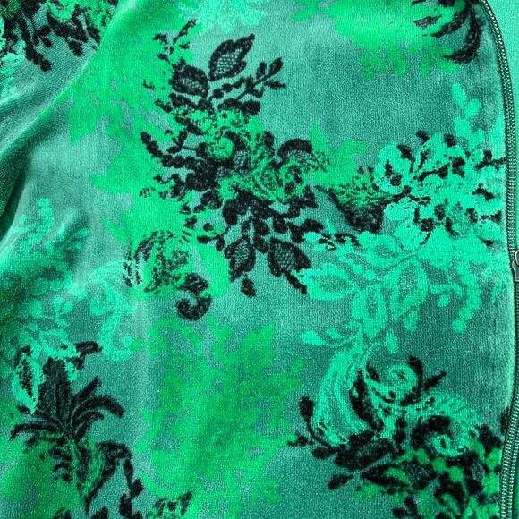 Y2K Velour Track Jacket Women's Medium Green Black Punk Skater Grunge Whimsigoth - Picture 7 of 10